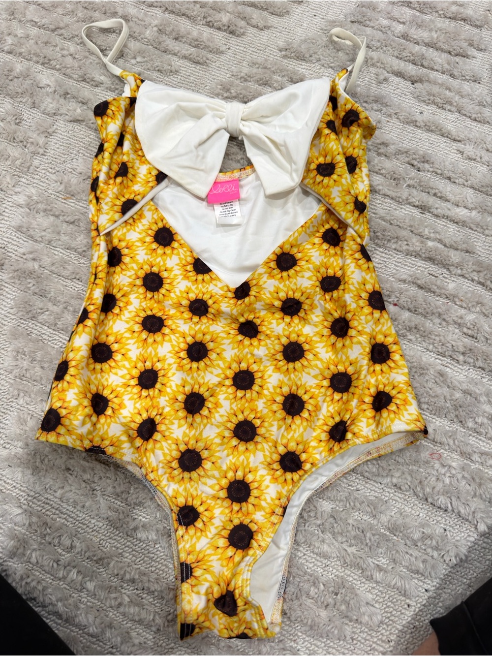 Lolli Yellow Sunflower One-Piece Swimsuit with White Bow